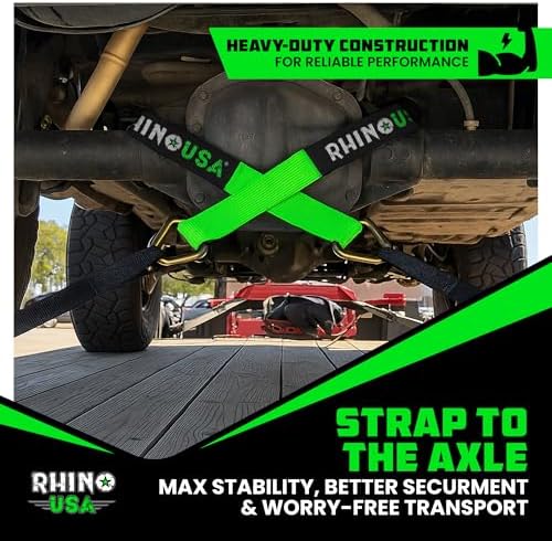 Rhino USA Axle Tie Down Straps - 11,128lb Break Strength with D-Rings
