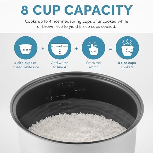 Aroma Housewares 8-Cup (Cooked) (4-Cup UNCOOKED) Digital Rice Cooker and Food Steamer (ARC-914D),White