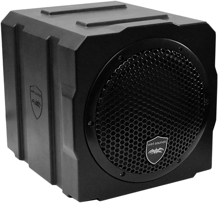 Wet Sounds Stealth 6 Ultra HD Sound Bar AS-8 Subwoofer Bundle | Black Stealth 6 Ultra HD sound bar with remote plus AS-8 8 in 350 watt powered