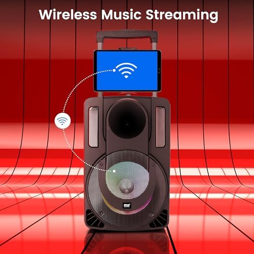 Pyle 8’’ Portable PA Speaker System - 280 Watts PA & Karaoke Speaker with Two Wireless & 1 Wired Microphone, Wireless Bluetooth Streaming