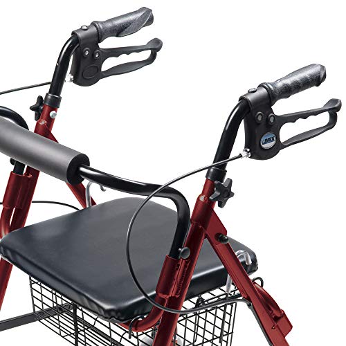 Lumex Walkabout Lite Hemi Rollator, Short & Lightweight Walker, Low 20" Seat, Burgundy