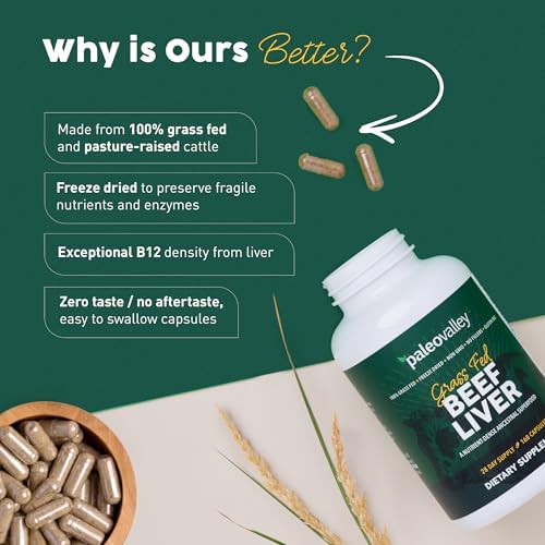 Paleovalley 100% Grass Fed Organ Complex, Beef Liver, Heart and Kidney | Whole Food Multivitamin, Vitamin B12 Supplement, Nutrient Dense Superfood, Freeze Dried, Pasture Raised, Ancestral Nutrition