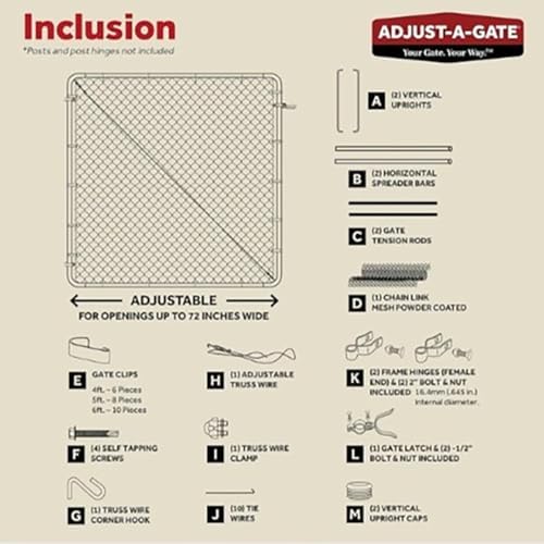 Fit-Right 5'H Adjustable Chain Link Gate Kit - Galvanized