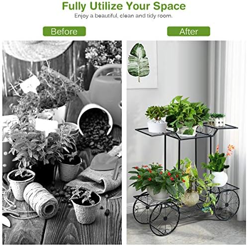 GIANTEX 6-Tier Plant Stand Indoor Flower Pot Holder, Metal Display Shelf