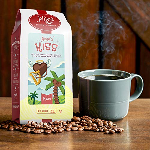 Joffrey's Coffee - Angel's Kiss, Artisan Medium Roast, Arabica Coffee Beans, Chocolate & Coconut Cream Flavor, Gluten-Free, Kosher, No Sugar (Ground