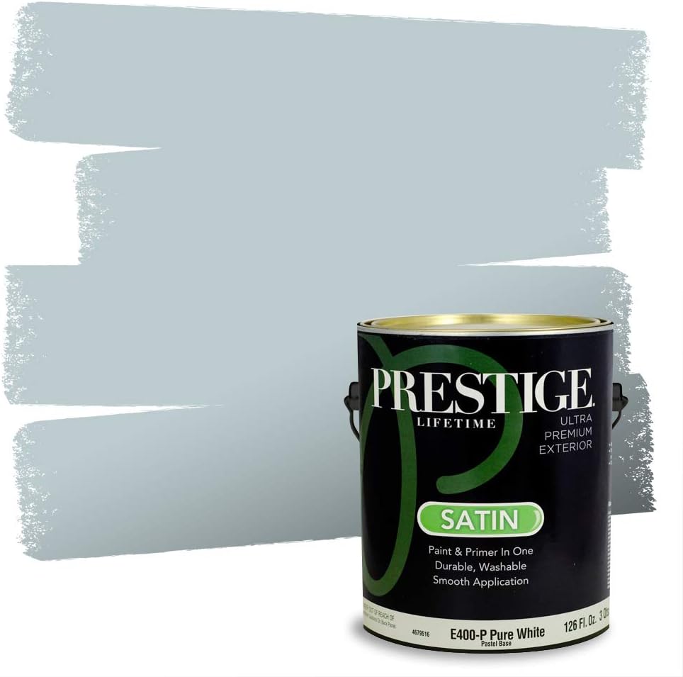 PRESTIGE Paints E100-T-SW6241 Exterior Paint and Primer in One, 1-Gallon, Flat, Comparable Match of Sherwin Williams Aleutian, 1 Gallon, SW18-Aleutian