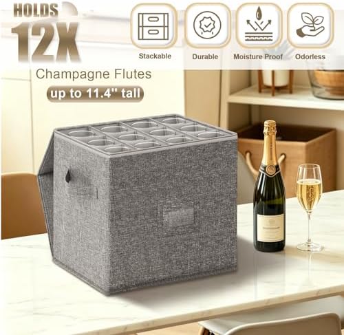 4PCS China Storage Containers, Hard Shell Dish Storage Containers w/ Felt Dividers, Quilted Plate Storage Cases for 12 Place Setting Charger Plates Dinnerware, Stackable Moving Boxes for Dishes
