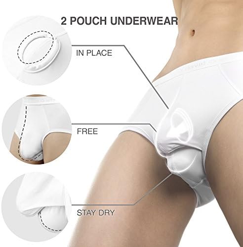 DAVID ARCHY Men's Soft Modal Dual Pouch Support Briefs 4 or 7 Pack | Breathable moisture-wicking fabric offers flexible elastic waistbands, chafe-free design for daily active movement.