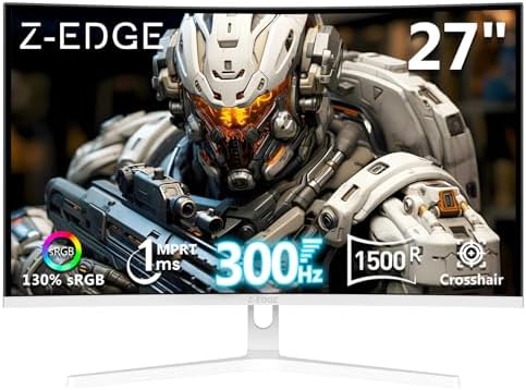 Z-Edge 34 inch WQHD 1440P Curved Gaming Monitor, 240Hz Computer Monitor | AG34P 1500R Frameless 21:9 Curved Screen, Height Adjustable, Office & Gaming, 1ms, Dual DP & HDMI, Metal Stand