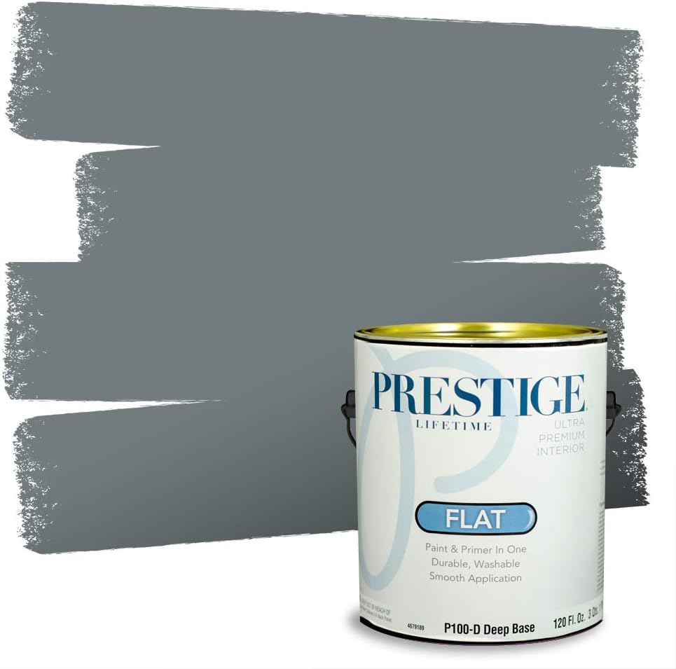 PRESTIGE Paints Exterior Paint and Primer In One, 1-Gallon, Satin, Comparable Match of Sherwin Williams* Tricorn Black*