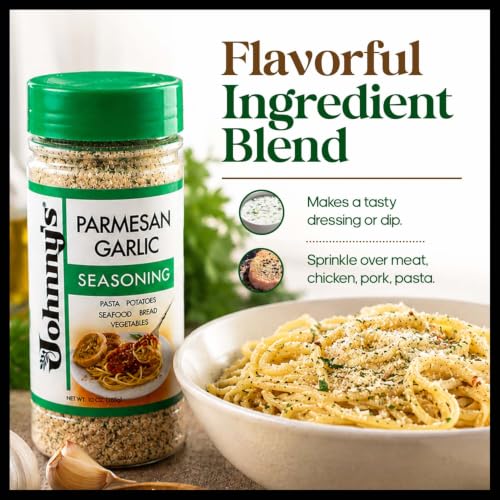 Johnny's - Garlic Spread & Seasoning - 10 oz | Garlic Seasoning Blend, Great For Bread, Pasta, Vegetables, Meats, Marinades, Dips & Everyday Cooking