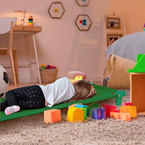 Acrimet Toddler Cot Bed for Kids, Travel, Day Care, 52" x 21" Green, 1 Pack
