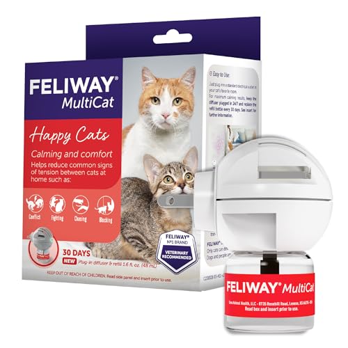 FELIWAY MultiCat Cat Calming Pheromone Diffuser Kit | Helps Reduce Fighting, Tension and Aggression Between Cats due to Stress for Multi‑Cat Homes, 30 Day Supply