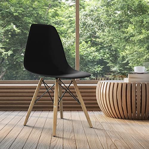 GIANTEX Dining Chairs Set of 2 White, Pre Assembled Dining Room Chairs | Mid Century Modern Kitchen Chairs with Wood Legs, Armless Plastic Dining Side Chair for Kitchen, Living Room