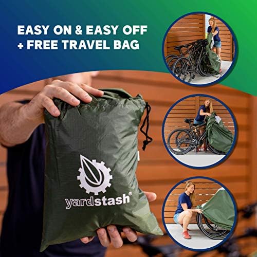 YardStash Bike Cover – XXL Reflective Bicycle Covers for Outside Storage - Waterproof & Weatherproof Garden Tarp Shelters for Bikes, Trikes, 29ers