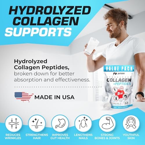 Collagen Powder for Women Men (5Lb) Types I & III Unflavored Easy to Mix Hydrolyzed Protein Peptides Non-GMO Grass-Fed Gluten-Free Kosher Pareve