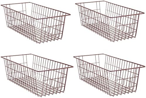 SANNO 15.7" Freezer Baskets Wire Storage Baskets Bin Organizer Food, Kitchen, Basket Organizers Bins for Home, Bathroom, Closet Organization, white