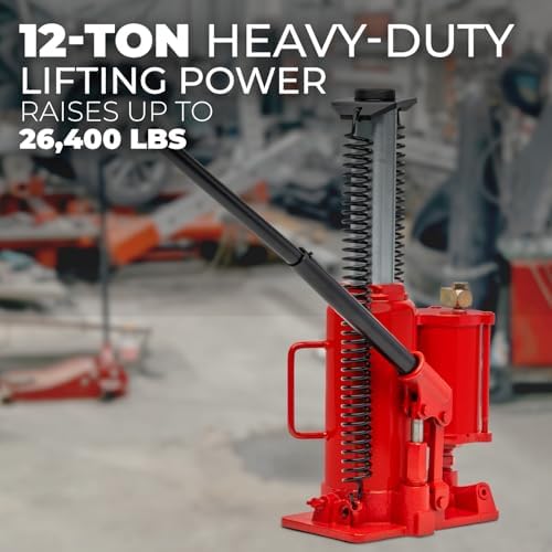 Stark USA 12-Ton (24,000 LBS) Capacity Air/Hydraulic Bottle Jack Low Profile Bottle Jack Lift Auto Repair Automobile Truck SUV Car Lift with Handle