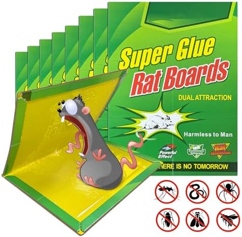 8 Pack Large Sticky Mouse Traps 12.6 x 8.5‘’ (unfolded), Super Strong Adhesive Glue Boards for Mice & Rats