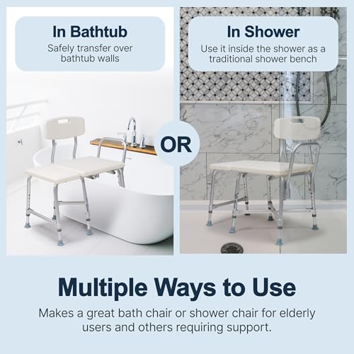 Lumex Bariatric Tub Transfer Bench, Heavy-Duty Shower & Bathtub Chair, Extra-Wide Seat, 600 lb. Limit