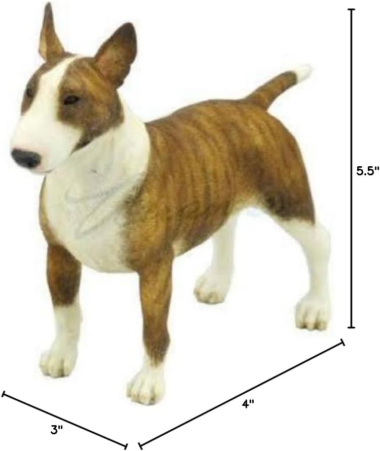 5.5 Inch Poly Stone Bull Terrier Dog Figurine Home Decor Brown White