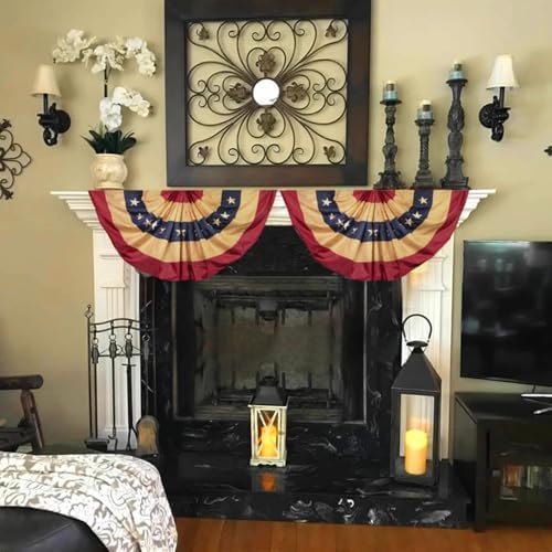 ANLEY Vintage Style US National Pleated Fan Flag