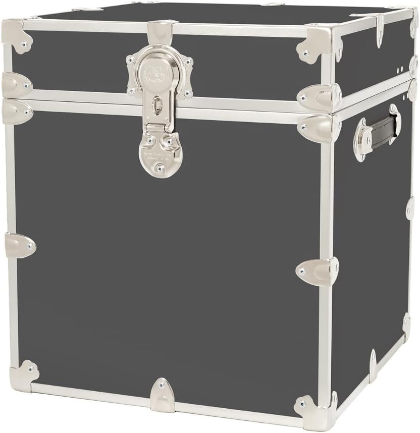 Rhino Classic Cube Trunk, College Dorm Footlocker & Home Storage End Table | 18"L x 18"W x 20"H, 1500+ lb Capacity, Baltic Birch Plywood, Nickel Plated Steel, Durable, Office Storage, Dorm Room