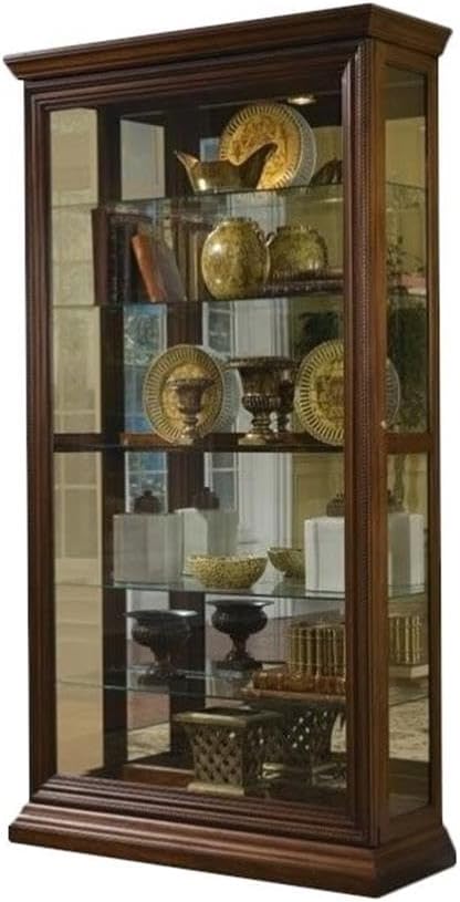 Pulaski Furniture Poplar Wood Sliding-Door Curio in a Rich Brown Finish