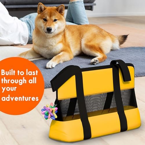 17" Soft Sided Cat and Dog Pet Carrier Bag for Travel with Bonus Toy Ball - Ideal and Compatible for Small Cats and Dogs - Versatile and TSA Airline