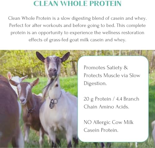 Mt. Capra Clean Whole Protein | Grass-Fed Goat Protein with Whey and Casein Protein | No Bloat, Build and Maintain Muscle, 20 g Protein per Serving
