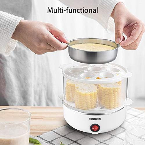 Tomorotec 14 Egg Cooker, Electric Hard Boiled Egg Boiler & Poacher, Steamer | 2-Tier Auto Shut-Off, for Vegetables, Seafood & Dumplings
