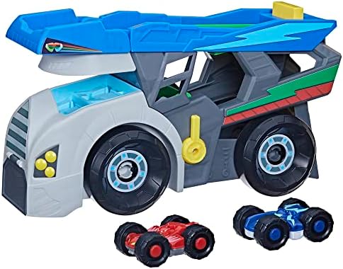PJ MASKS Power Heroes Hero Hauler Truck Playset with 2 Duo Racer Superhero Toy Cars, Preschool Toys for Boys and Girls