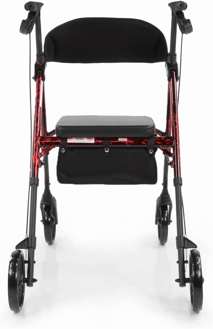 Lifestyle Mobility Aids Royal Deluxe Universal Aluminum 4 Wheel Rollators (Laser Red)
