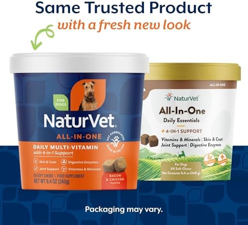 NaturVet All-in-One Cat & Dog Supplement Daily Multivitamin - 13 Oz Powder | Daily Multivitamin for Dogs & Cats - Supports Digestion, Skin & Coat with Omega-3, 6, 9 in a Wheat-Free Formula, 13 Oz Powder