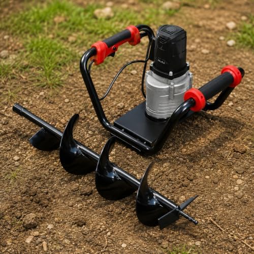 XtremepowerUS 1500W Electric Post Hole Digger Earth Auger Dig Hole Fence Post Hole Digging, Tree Planting with 6" Digging Auger Bit Set, 3/4" Shaft