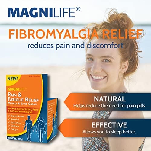 MagniLife Pain and Fatigue Relief Cream, 4 oz, Fast-Acting Relief for Fibromyalgia Symptoms, Muscle Aches & Joint Pain, Helps Relieve Soreness & Tenderness, Deep Penetrating Formula