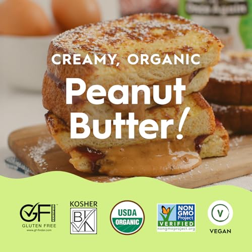 Once Again Organic Creamy Peanut Butter No Sugar Added - Single Ingredient, Unsalted, Natural Peanut Butter No Palm Oil - Glass Jar, Non-GMO, Gluten Free - Smooth and Unsweetened - 1 Jar (16 oz) | Unsalted, Natural Peanut Butter No Palm Oil, Glass Jar, N…
