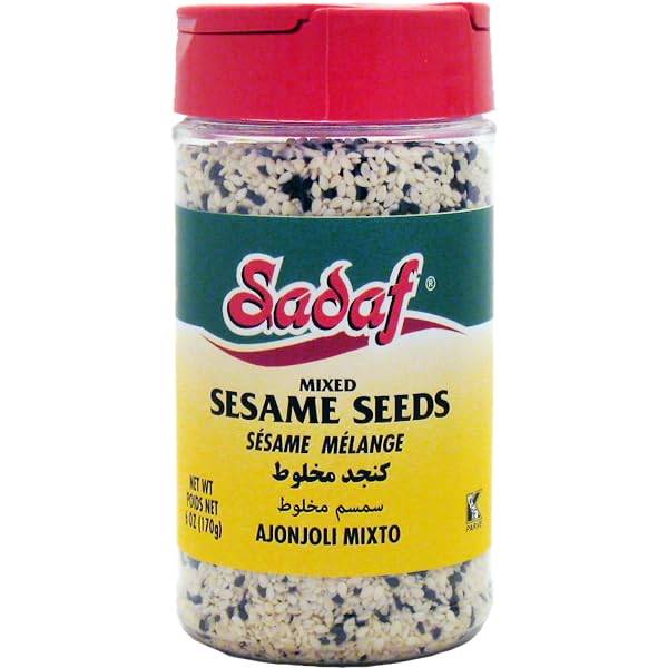 Sadaf Sesame Seeds - Mixed Sesame Seeds for Cooking and Food Seasoning - Black & White Sesame Seeds - Semillas de Ajonjoli - Middle Eastern Cuisine