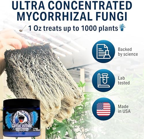 Great White Mycorrhizal Fungi 1 oz, Beneficial Bacteria for Plant Growth, Root Stimulator, Concentrated 3-in-1 Formula by Plant Success (1 oz)