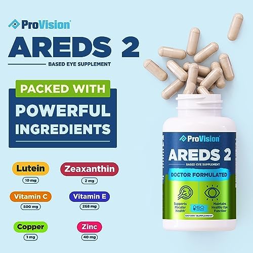Provision AREDS 2 Eye Vitamins - Lutein and Zeaxanthin Complex, 60 Capsules | Doctor Formulated Vision Supplements for Adults with Vitamin C, E, Zinc