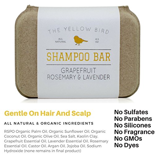The Yellow Bird Solid Bar Shampoo Soap. Grapefruit, Rosemary