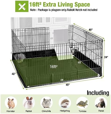 GUTINNEEN Rabbit Hutch Indoor Outdoor Bunny House Guinea Pig Cage on Wheel with Plastic Tray