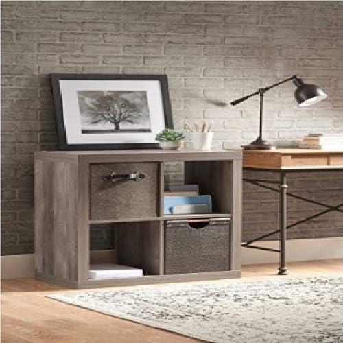 Better Homes and Gardens.. Bookshelf Square Storage Cabinet 4-Cube Organizer (Weathered) (Rustic Gray, 4-Cube)-L8