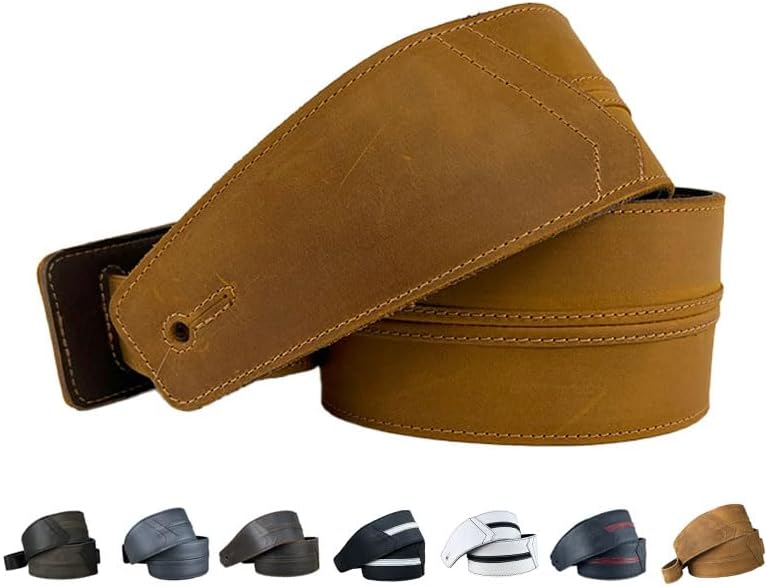 The Original Straight Up Full Grain Padded Leather Guitar Strap - For Electric, Acoustic and Bass Guitars