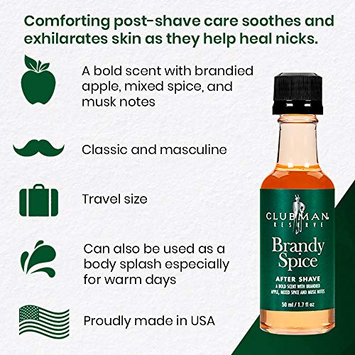 Clubman Reserve Brandy Spice After Shave Lotion – Bold, Masculine Fragrance, Aftershave for Men, 6 oz