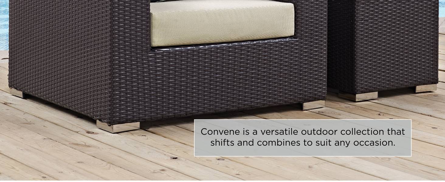 Gather stages,aluminum frame,powder-coated,rattan weave,outdoor collection,all-weather fabric