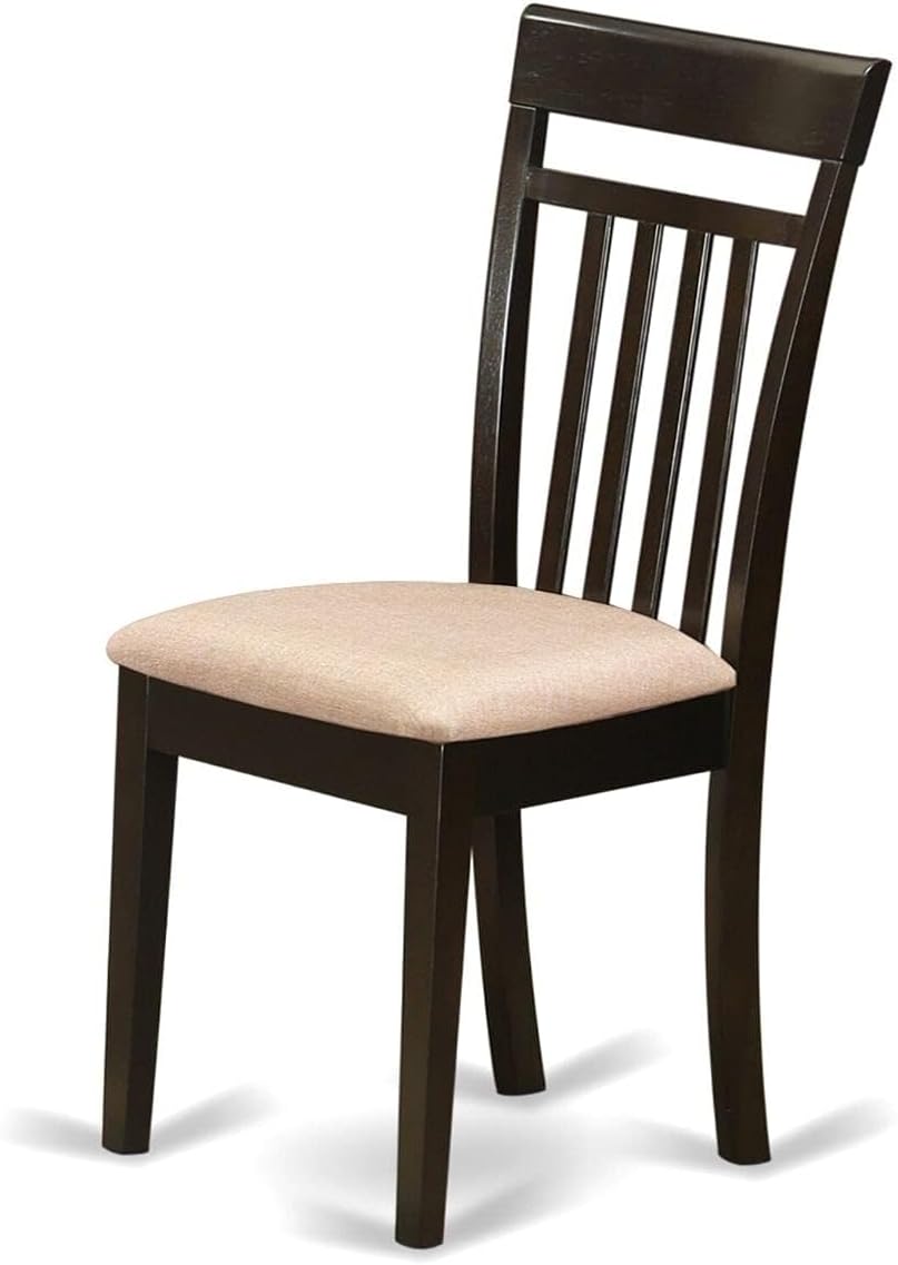 East West Furniture CAC-MAH-LC Capri Kitchen Dining Chairs - Faux Leather Upholstered Solid Wood Chairs, Set of 2, Mahogany