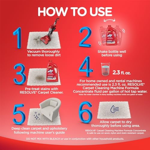 Resolve Steam Carpet Cleaner Solution Shampoo, 3.75 Lb Bottle, 2X Concentrate, Safe for Bissell, Hoover & Rug Doctor, Carpet Cleaner