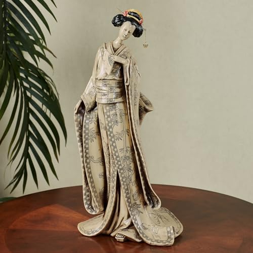 Touch of Class Miyoko Beauty Geisha Table Sculpture - Resin - Beige, Black, Red - Japanese Lady for Bedroom, Living Room, Dining Room, Bookshelf