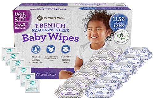 HAO M Mark Premium Fragrance Free Baby Wipes (1152 Count) W/Exclusive Moist Towelettes